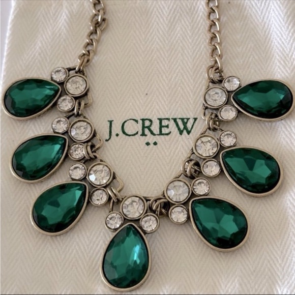 J. Crew Jewelry - J. Crew Emerald and Silver Teardrop Necklace